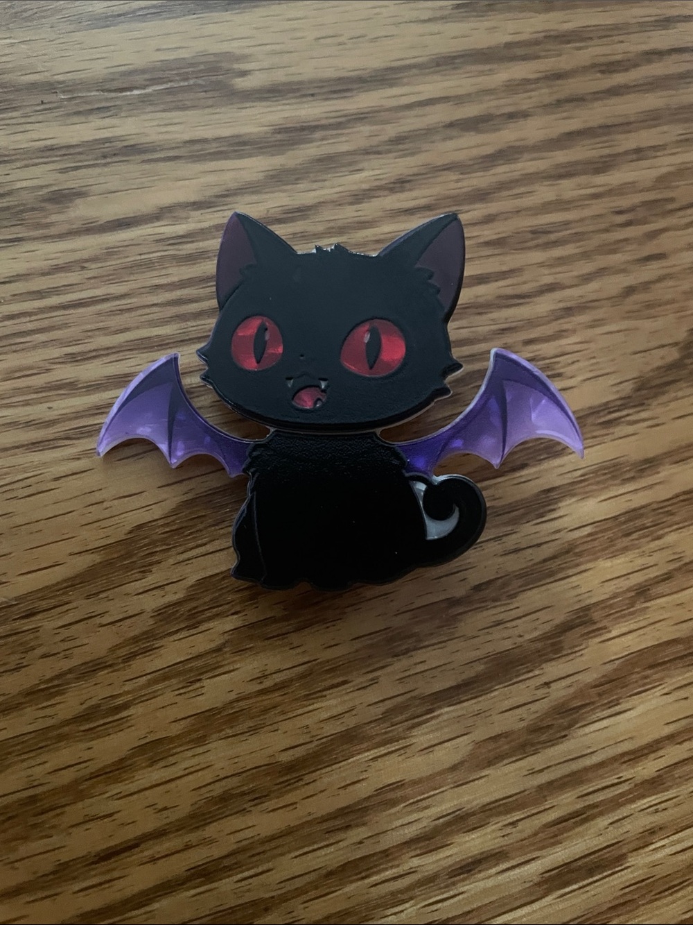 Black Cat Bat Wings Brooch/Pin Purple Wings